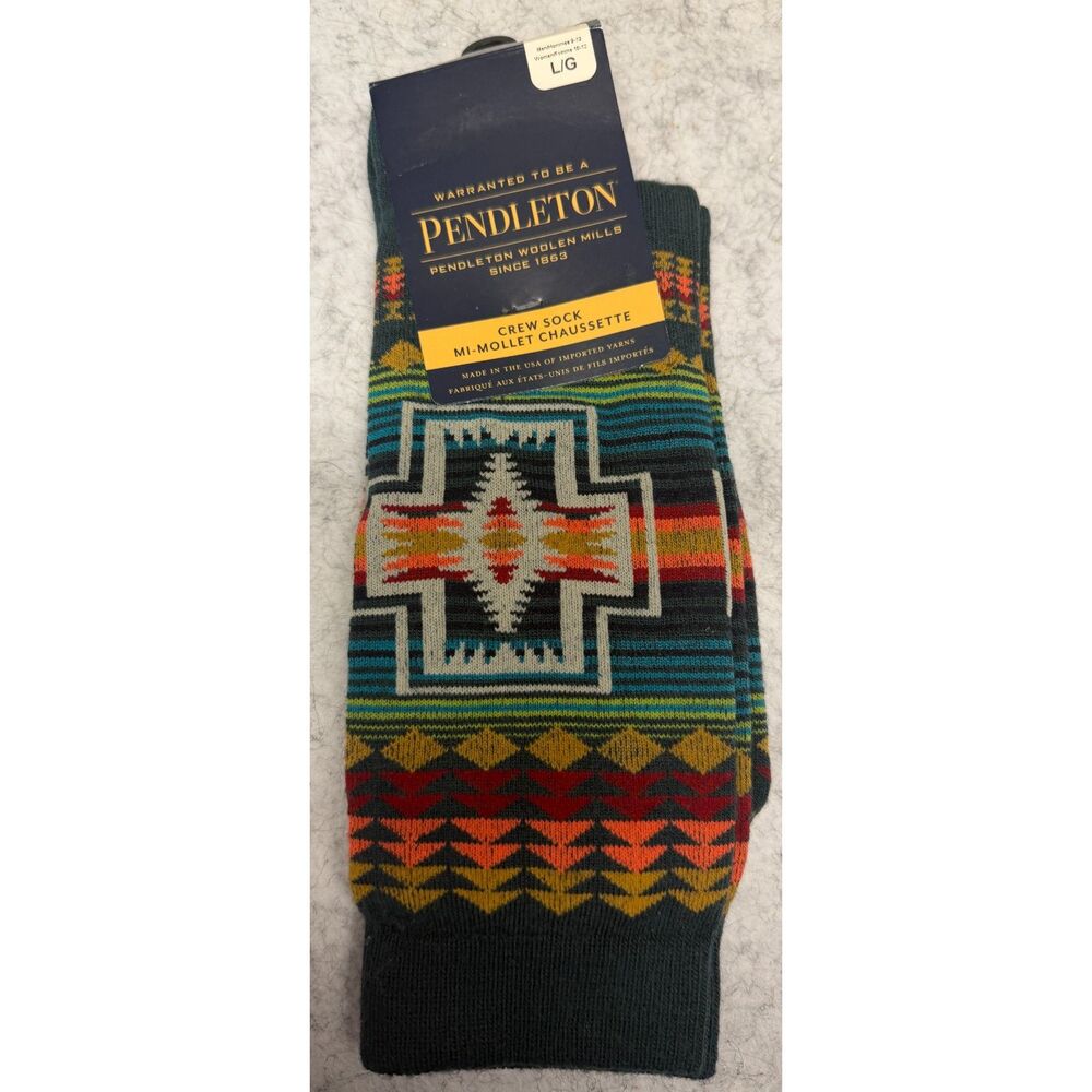 Pendleton Wool Blend Crew Socks Size L Green Retail Value 24.50